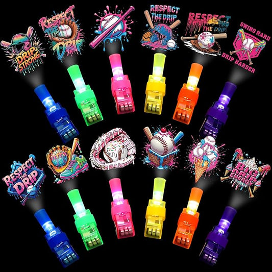 Tuanse 36 Pcs Ice Cream Drip Baseball Finger Lights Gifts Bulk for Kids Glow in the Dark Finger Lights Baseball Ice Cream Theme Birthday Party Decorations Supplies