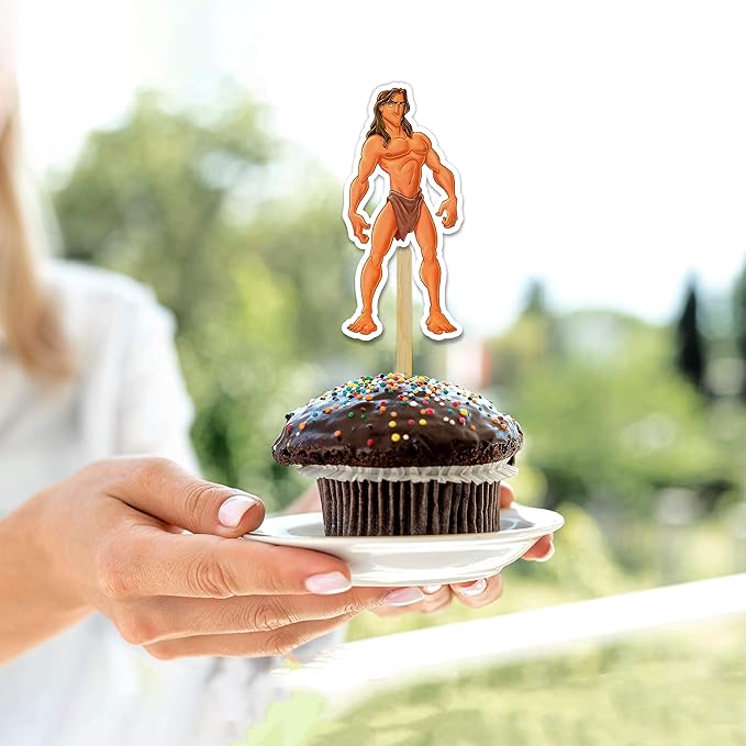"Tarzn Cupcake Topper – Cartoon Inspired Birthday Party Decoration – Adventure Theme Cupcake Picks for Parties, Baby Showers, Family Gatherings, School Events, and Tarzn Themed Celebrations"