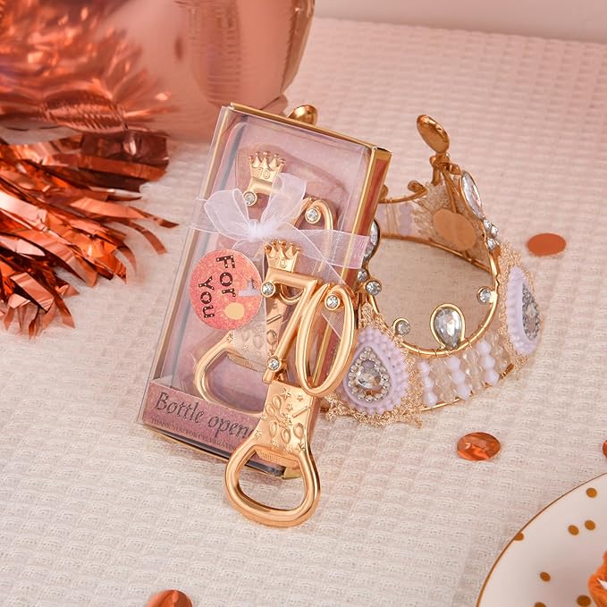 24 boxes of rose gold themed 70th birthday bottle openers favored for 70th golden wedding party gifts birthday party souvenirs or party decorations