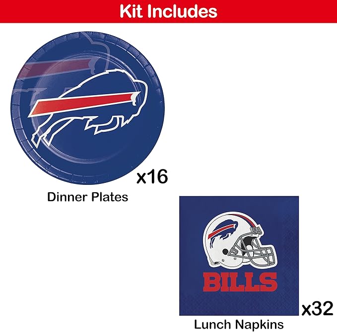 Trendware Buffalo Bills Paper Plate and Napkin Party Kit, Serves 16