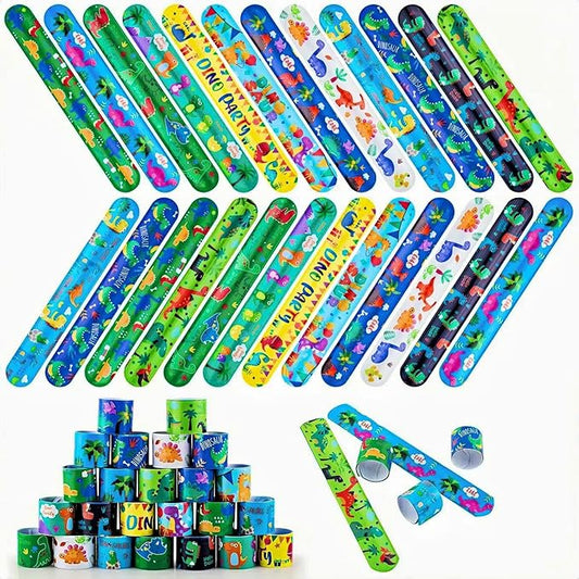 hexiaoxiao 48 Pcs Slap Bracelets for Kids Dinosaur Snap Bracelets Bulk Bracelet for Boys Party Supplies Favors Classroom Prizes Exchanging Gifts Christmas Easter Thanksgiving Holiday Gifts