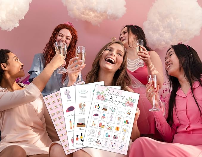 Wedding Bingo Cards, Bridal Shower Bingo Games for 24 Players, Wedding Games for Family Friends Large Group Activities, Wedding Bridal Shower Bachelorette Party Favors Supplies Decorations(22)