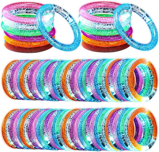 Junkin Glow Sticks Bracelets Glow in The Dark Bracelets LED Flashing Light Up Neon Supplies for Light Up Rave Concert Birthday Carnival Party Favors