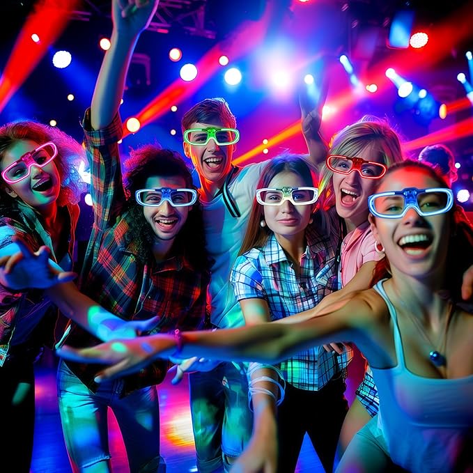 20 Pack LED Glasses Glow in The Dark Party Supplies,Light up Glow Glasses Toys for Kids Adult Birthday Holiday Concert Disco Neon Party Favors Wedding Halloween Thanksgivings Christmas New Years