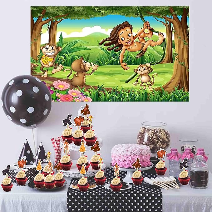 "Tarzn Cupcake Topper – Cartoon Inspired Birthday Party Decoration – Adventure Theme Cupcake Picks for Parties, Baby Showers, Family Gatherings, School Events, and Tarzn Themed Celebrations"