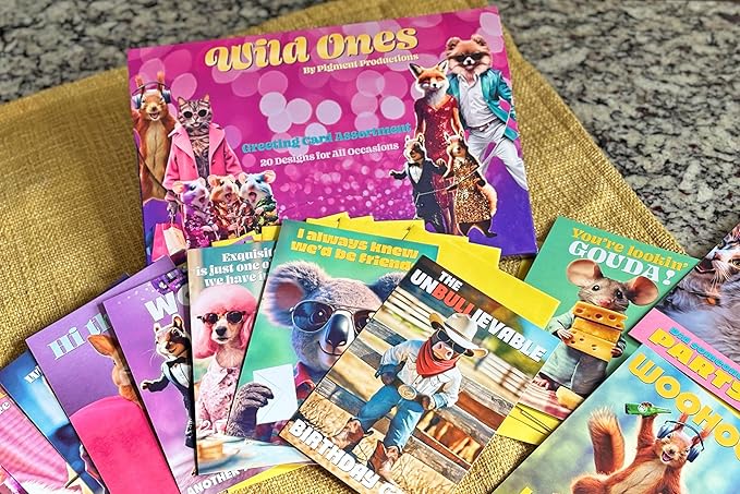 Leanin' Tree Wild Ones - Made In USA - 20 Assorted Cards with Envelopes All Occasion, Birthday Cards Funny Enough to Make You Laugh, Includes Birthday, Encouragement, Friendship, Thank You and More