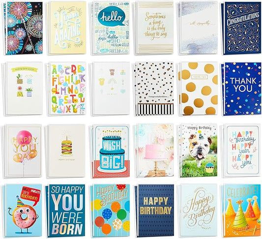 Hallmark All Occasion Cards Assortment—48 Cards with Envelopes (Birthday, Thank You, Congrats, Sympathy, Baby Shower, Blank)