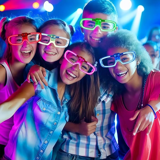 20 Pack LED Glasses Glow in The Dark Party Supplies,Light up Glow Glasses Toys for Kids Adult Birthday Holiday Concert Disco Neon Party Favors Wedding Halloween Thanksgivings Christmas New Years