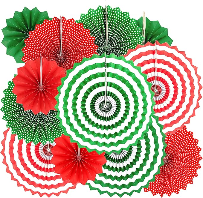 Merry Christmas Party Hanging Decorations - Xmas Santa Party Wedding Party Ceiling Hangings Photo Booth Backdrops Decorations, 12pc